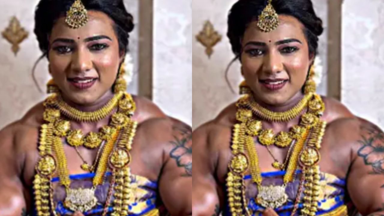 Bodybuilder Chitra wedding viral look