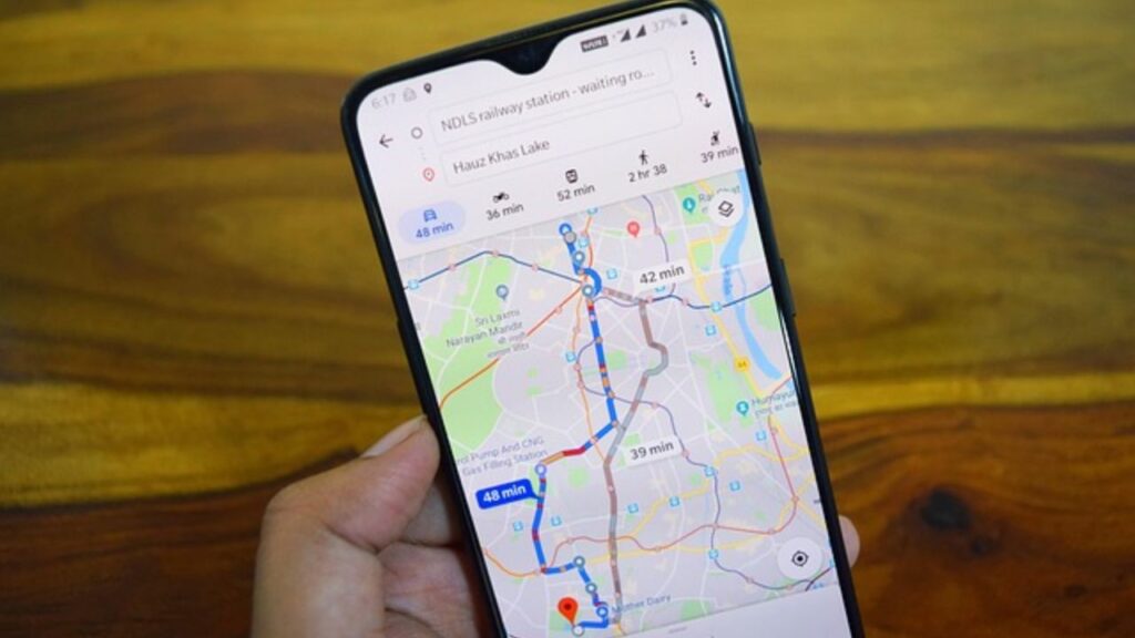 colours on Google Maps mean