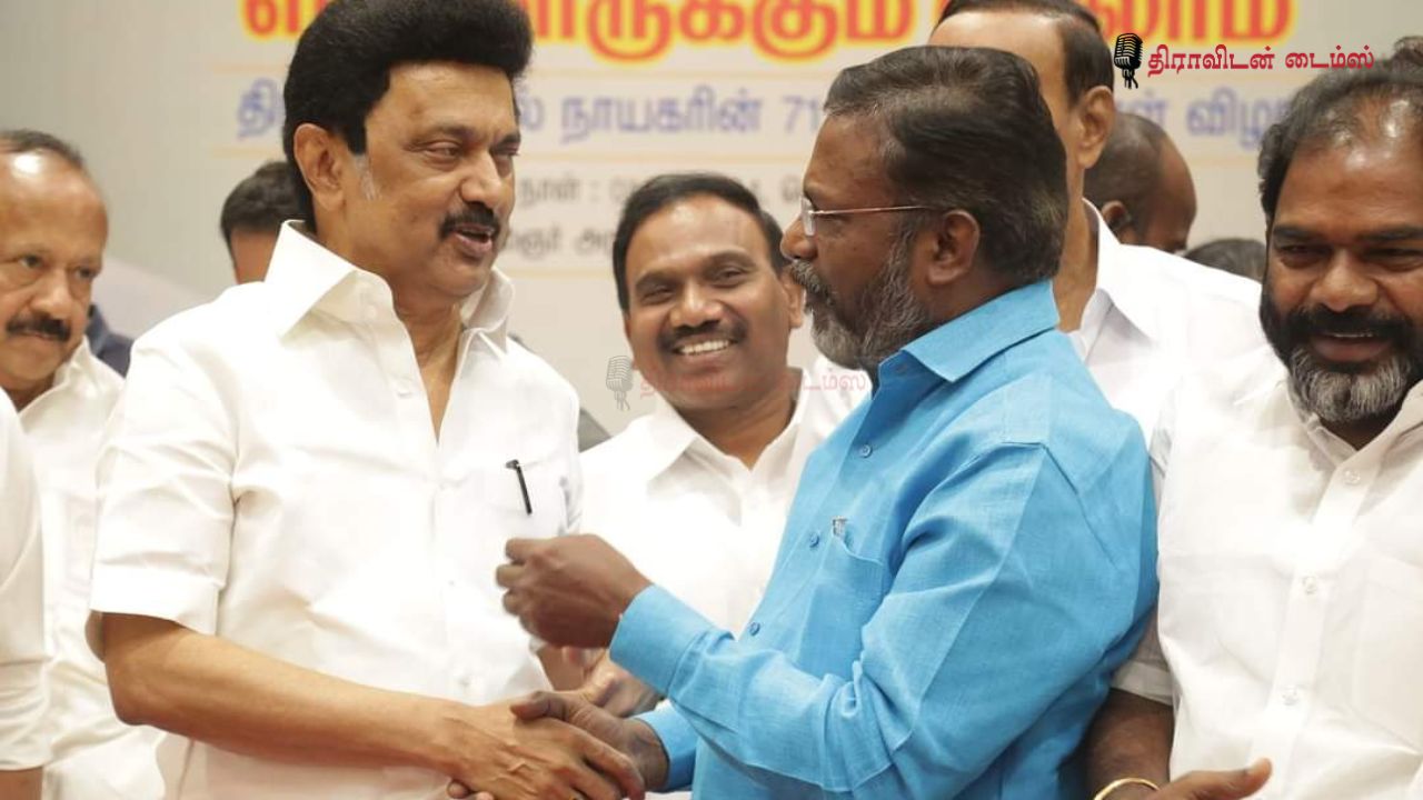 மு.க ஸ்டாலின் உடன் தொல். திருமாவளவன்.