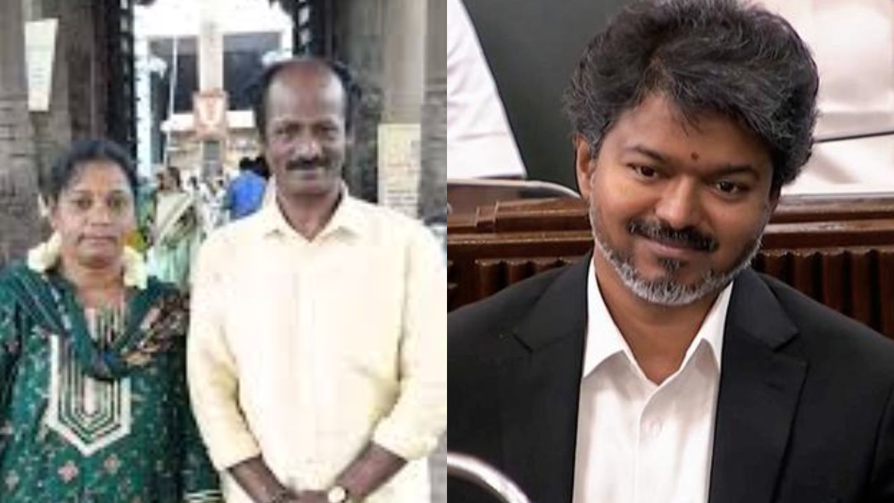 மனையியுடன் நடிகர் முததுக்காளை, முதலமைச்சர் விஜய் 