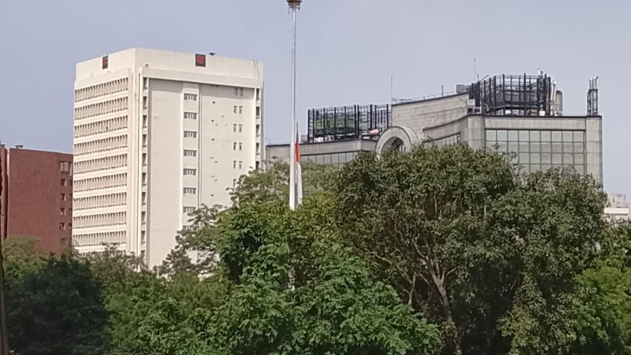 National flags flew at half-mast