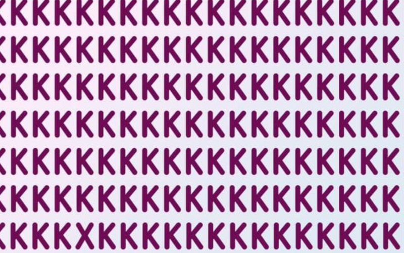 Find the letter 'X' hidden among the many 'K's.