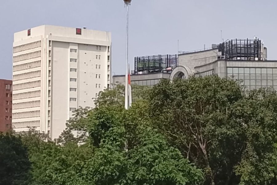 National flags flew at half-mast