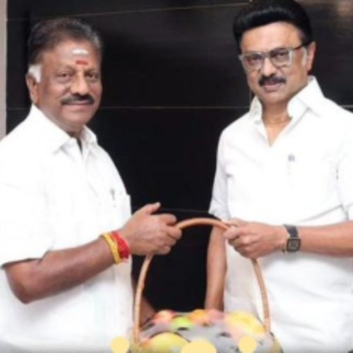 மு.க. ஸ்டாலினுக்கு பூங்கொத்து அளித்த ஓ.பி.எஸ்
