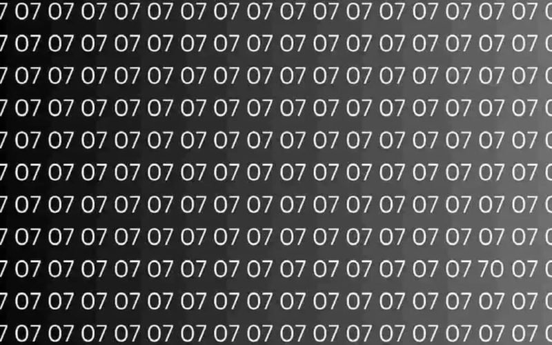 Optical Illusion Find the 70 hidden among the many 07s in this photo