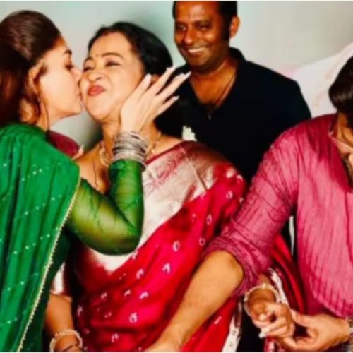 நடிகை ராதிகாவை முத்தமிட்டு நயன்தாரா வாழ்த்து