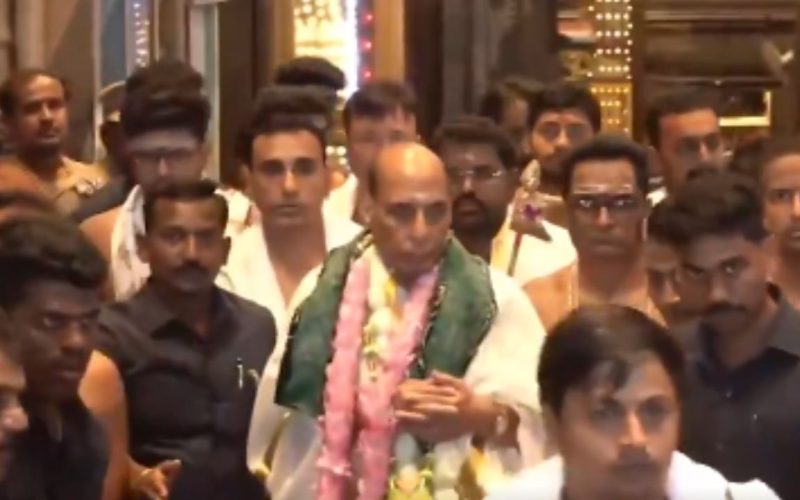 Rajnath Singh visits Murugan temple in Tiruchendur