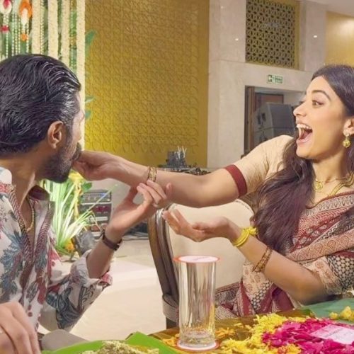 விஜய் தேவாரகொண்டாவுக்கு இனிப்பு ஊட்டிய ராஷ்மிகா மந்தனா