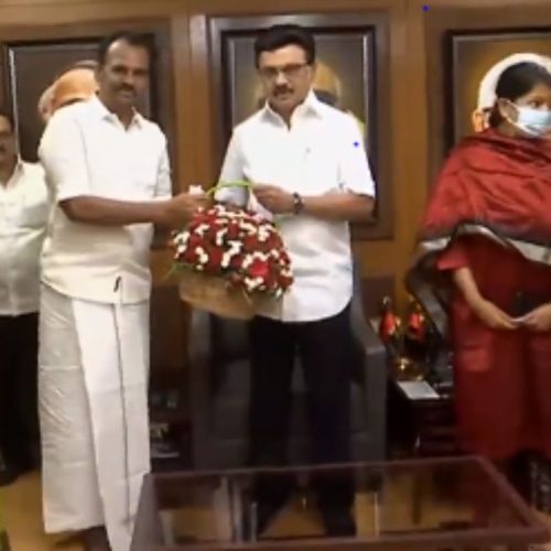 தமிழக முதலமைச்சர் மு க ஸ்டாலின் உடன் மாணிக்க ராஜா சந்திப்பு