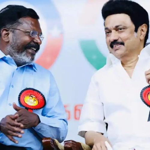 மு.க ஸ்டாலின் உடன் தொல். திருமாவளவன்.
