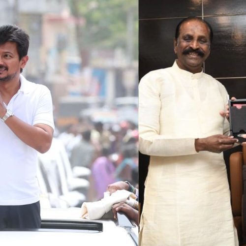 உதயநிதி, மு.க. ஸ்டாலின் உடன் வைரமுத்து