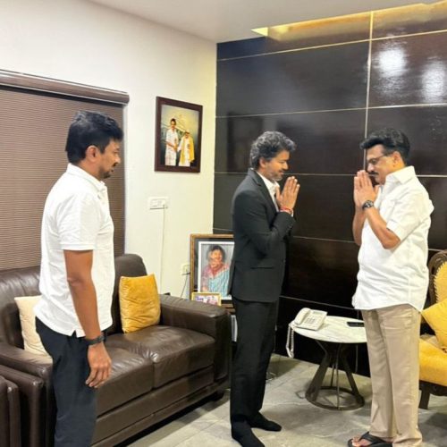 திமுக தலைவர் முக ஸ்டாலினுடன் முதலமைச்சர் விஜய் சந்திப்பு