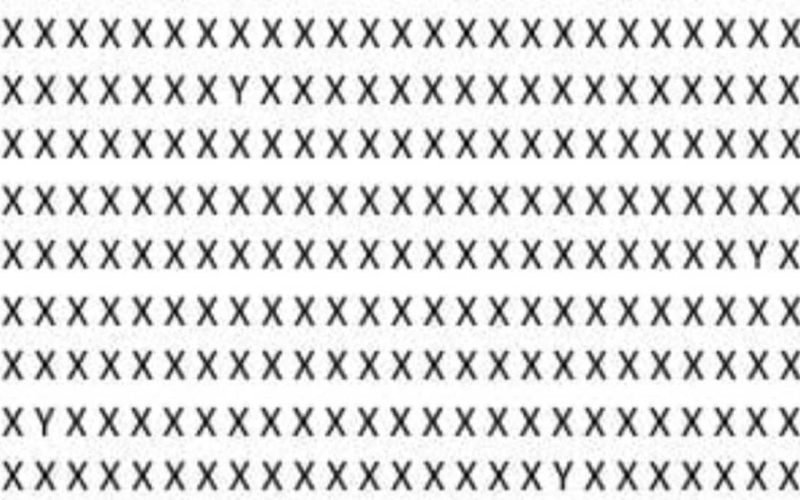 optical illusion Find the five Y letters hidden among the X letters