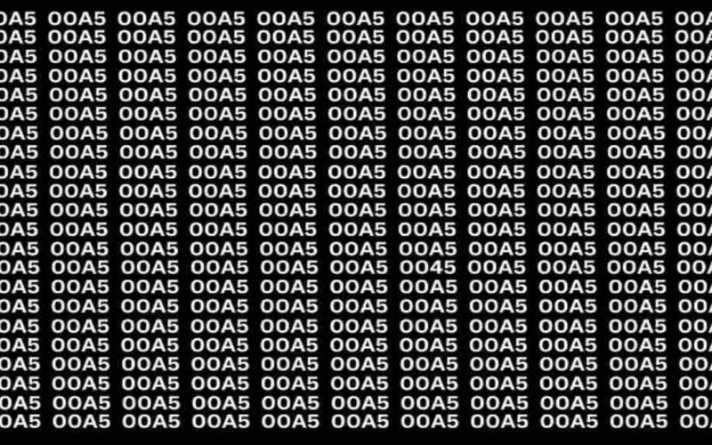 optical illusion Find the number '0045' hidden in many 00A5s