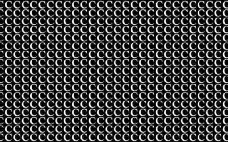 optical illusion find the lone G among the c letters