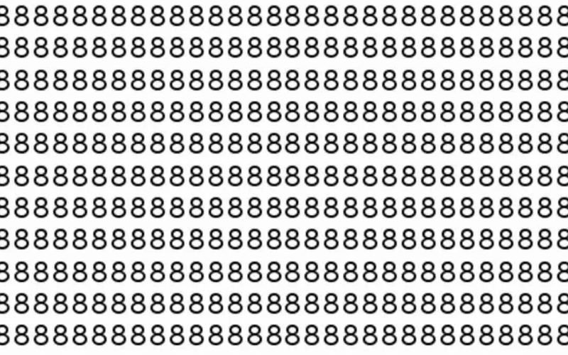 optical illusion find the number 6 hidden among the many 8 numbers
