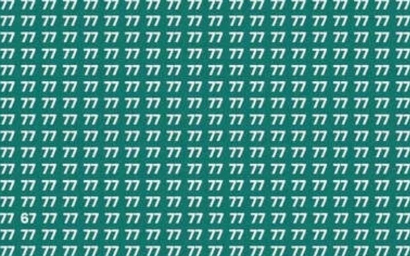optical illusion find the number 67 hidden among the 77 numbers