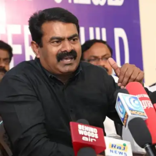 தமிழ் தாய் வாழ்த்து பாடலை தூக்குவேன் என சீமான் கருத்து.
