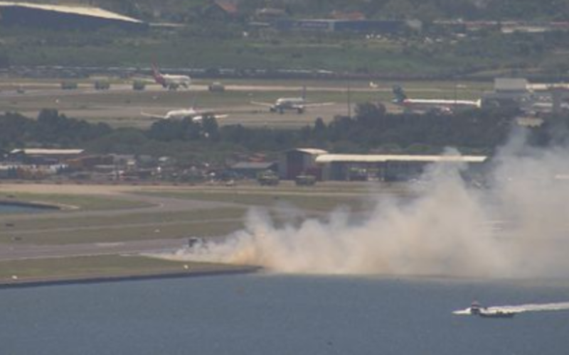 reported engine explosion sparks fire at sydney airport